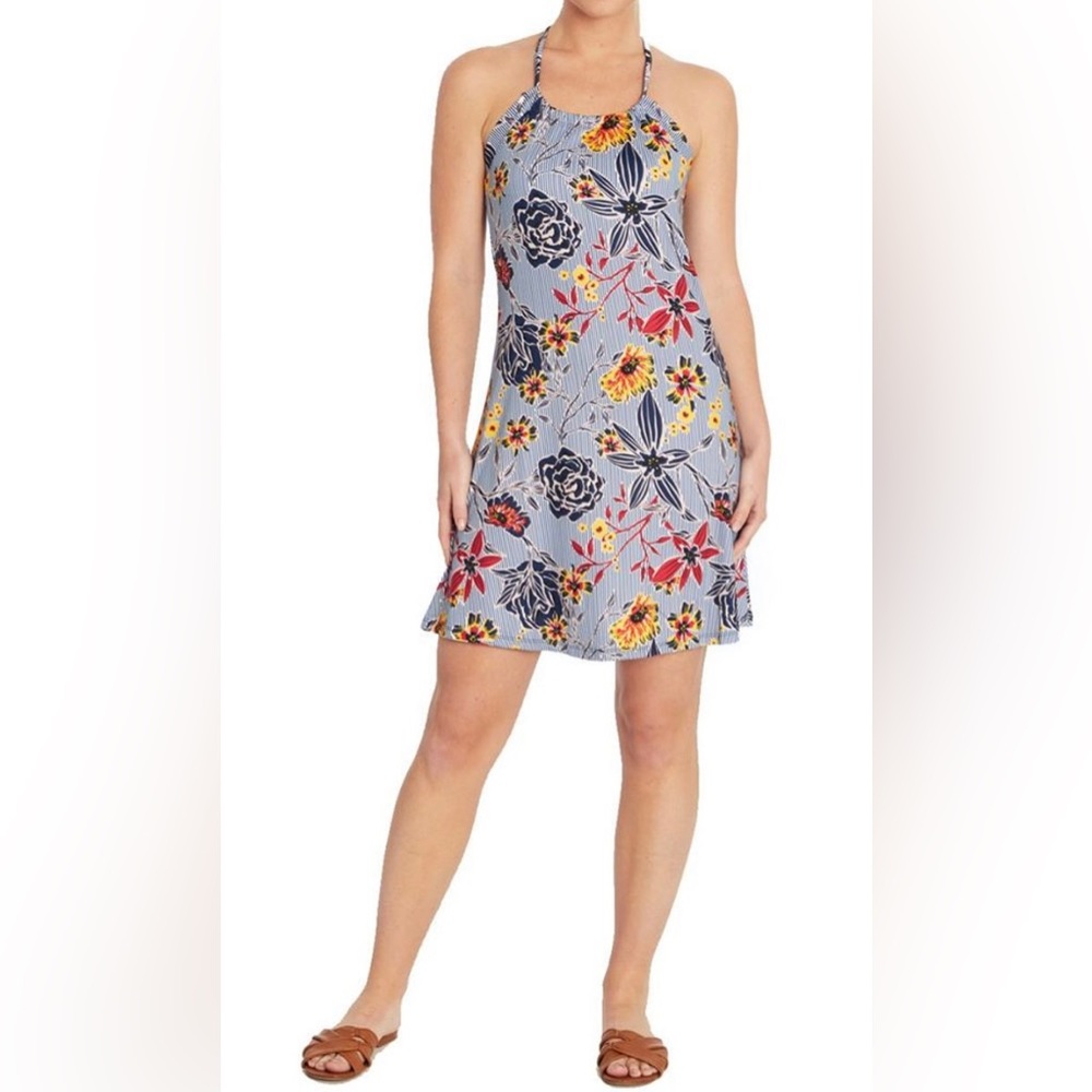 Balance Collection BNWT Gray/Blue Nights Floral Harmony Racerback Dress L